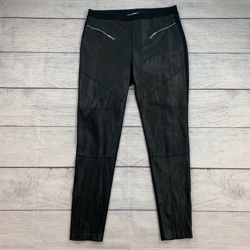 Michael Michael Kors Pants sz 8 Black Faux Leather Skinny Inseam 28"
